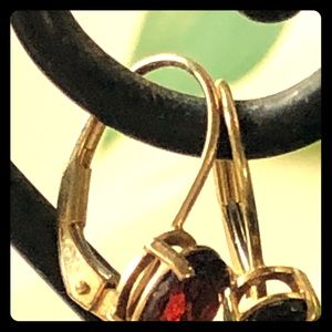 14K gold earrings red stone